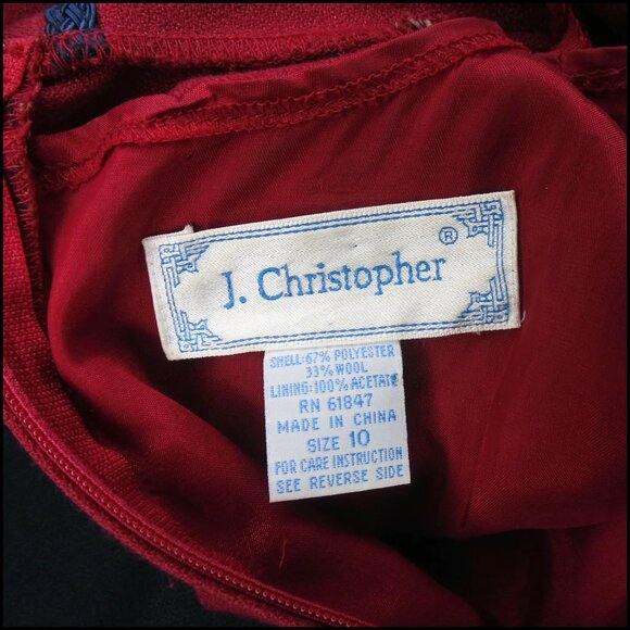 Cropped Jacket Jumpsuit Outfit, Navy & Burgundy One Piece VFG 80s Vintage - Picture 7 of 16